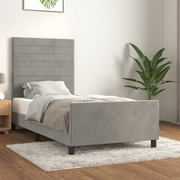 vidaXL Bettgestell mit Kopfteil Hellgrau 90x190 cm Samt, 3125788