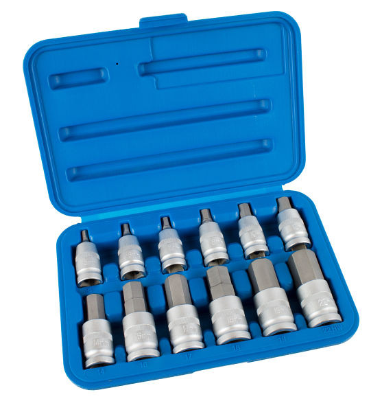 Stahlmaxx Steckschlüssel-Einsätze Innensechskant 5 - 22 mm, 12-teilig, XXL-116185