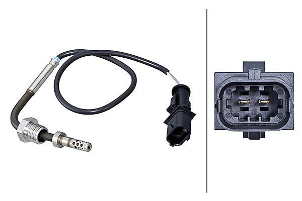 HELLA Sensor, Abgastemperatur, 2-polig, geschraubt, Kabel: 320mm, 6PT 010 376-481