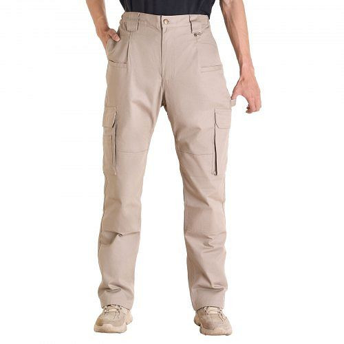 VEVOR Flammhemmende Cargohose Herren XXL, Baumwolle, flamm- & reißfest, Taschen, elastische Taille, Schweißer, Khaki, HJZRKZCMKQSX693SZ001V0