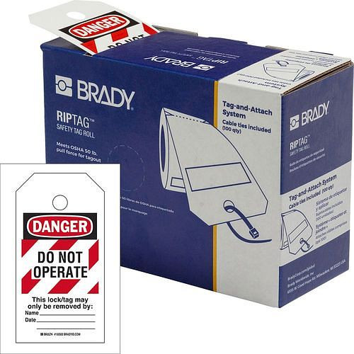 Brady Sicherheitsanhänger auf Rolle mit roten Streifen - do not operate, 308015