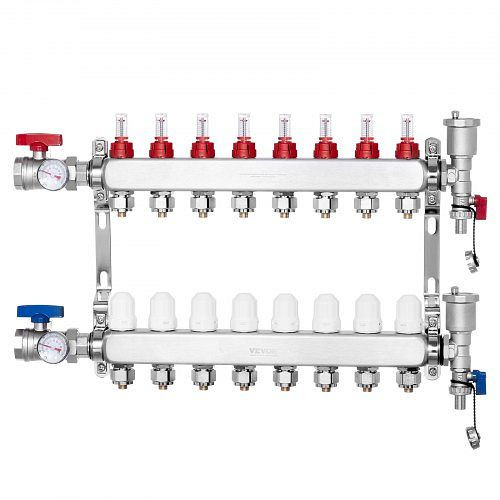 VEVOR 8 Heizkreise Heizkreisverteiler Fußbodenheizung Durchflussanzeiger 5L/min, DRFSQBXG8HLGLMFE1V0