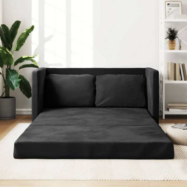 vidaXL Bodensofa mit Schlaffunktion Schwarz 122x204x55 cm Samt, 353959