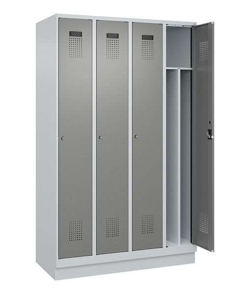 C+P Spind Evolo PLUS, mit Sockel, 4 Abteile, 1950x1200x500mm, 7035/0004, Verschluss Zylinderschloss, 049020-40F S10041