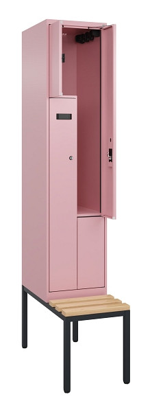C+P Z-Spind Evolo PLUS, Bank, 2 Fächer, 2120x400x815mm, 3015/3015, Zylinderschloss, Sitzfläche Buche-Hartholz, Sitzbank, 0490537-122 S10051