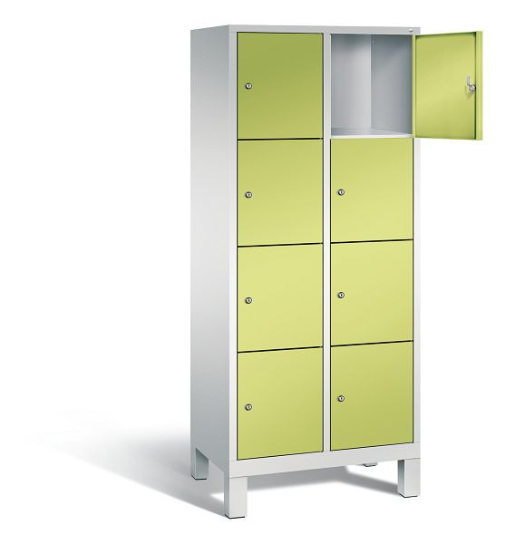 C+P Schließfachschrank Evolo, H1850xB810xT500mm, Farbe: Lichtgrau / Viridingrün, 48010-224 S10143