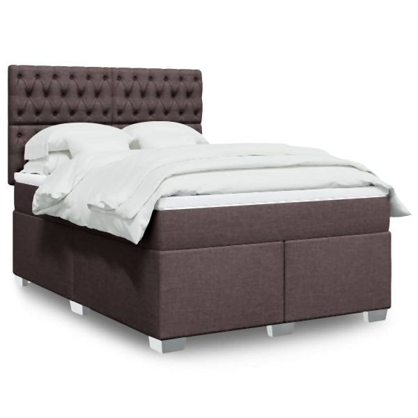 vidaXL Boxspringbett mit Matratze Dunkelbraun 160x200 cm Stoff, 3290549