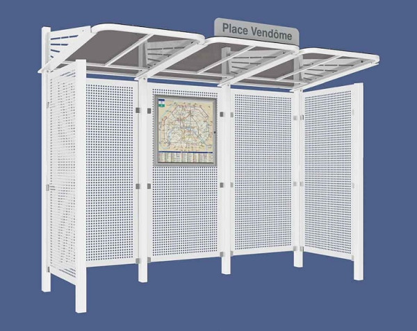 Procity Wartehalle Convi® Rückwand Und 2 Seitenverkleidungen Aus Blech, Farbe RAL 9010, 529438.9010