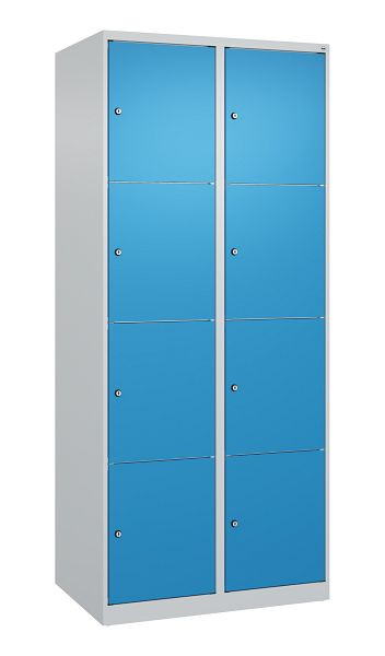 C+P Schließfachschrank Classic PLUS, 2 Abteile mit je 4 Fächern, 1850x800x500mm, 7035/5012, 080000-224 S10004