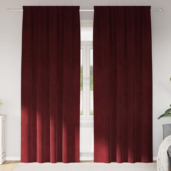 vidaXL Verdunkelungsvorhänge 2-teilig Weinrot 140 x 260 cm Samt, 4107307