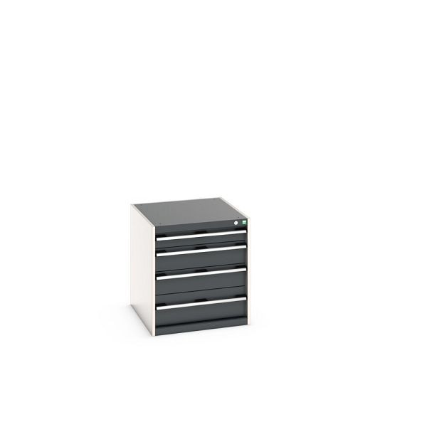 bott cubio Schubladenschrank bestückt, mit 4 Schubladen, BxTxH: 650x750x700mm, RAL 7035/7016, Anthrazitgrau, 40027005.19V