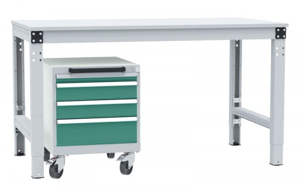 Manuflex Schubfachschrank BASETEC mobil, Nutzhöhe 400 mm mit 4 Schubfächern, in graugrün HF 0001, Graugrün, SP1193.0001