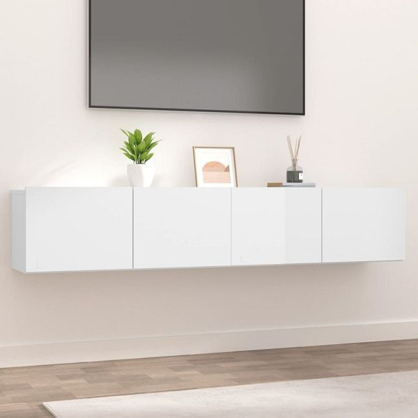 vidaXL TV-Schränke 2 Stück Hochglanz-Weiß 80x30x30 cm Holzwerkstoff, 804541