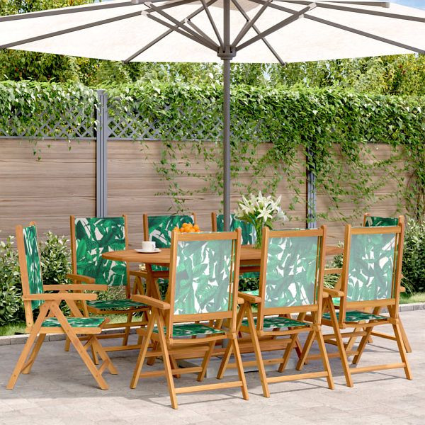 vidaXL Gartenstühle Verstellbar 8 Stück Grün Stoff und Massivholz, 3214552
