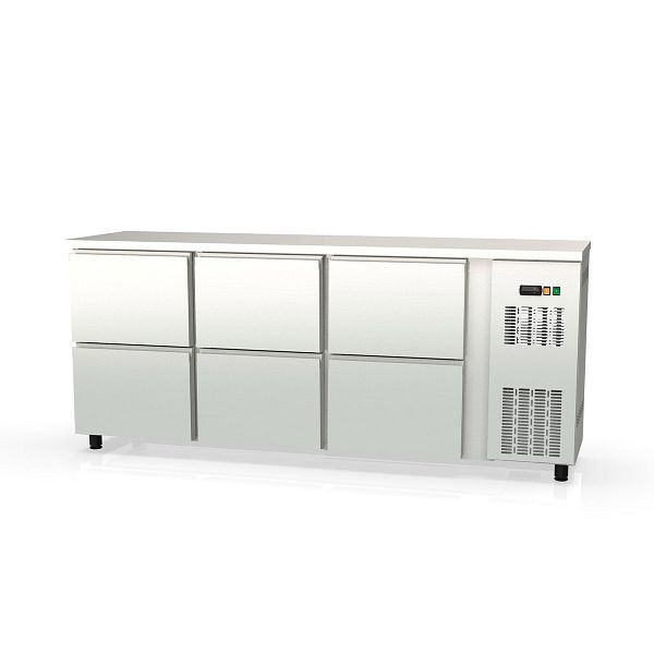 Vaiotec TOPLINE Barkühltisch 530 Edelstahl / 6 Schubladen, 202,5x53x85 cm, 11435