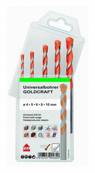 KEIL Schlagbohrer Sortiment Universalbohrer GOLDCRAFT MultiPack 5-teilig, A1.119.350.410