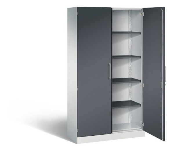 C+P Flügeltürenschrank Asisto, H1980xB1000xT435mm, Farbe: Lichtgrau / Schwarzgrau, Bügelgriff, 5 OH, 141002-000 S10145