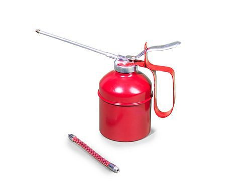 DENIOS Stahlölkanne mit Pumpwerk aus Messing, 0,3 Liter Volumen, VE: 4 Stück, 255914