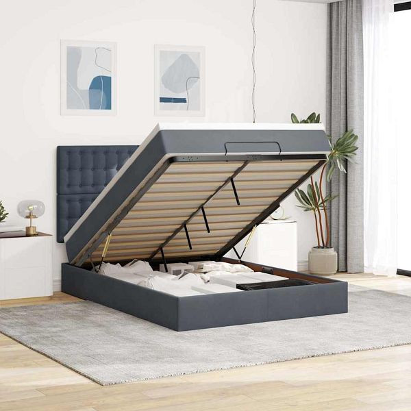 vidaXL Ottoman-Bett mit Matratzen Dunkelgrau 140x190 cm Samt, 3313614