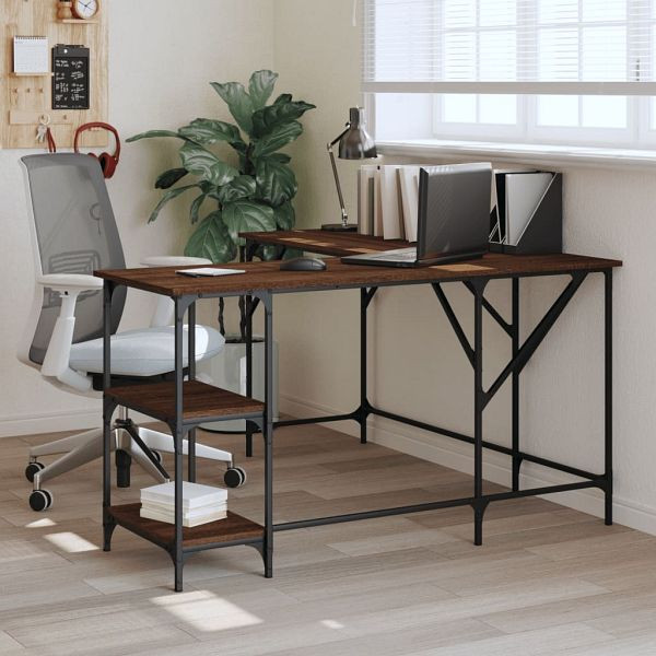 vidaXL Schreibtisch Braun Eichen-Optik 139x139x75 cm Holzwerkstoff, 837591