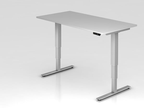 Hammerbacher Sitz-Steh-Schreibtisch elektrisch 160x80cm Grau, Arbeitshöhe 63,5 -128,5 cm, VXDSM16/5/S