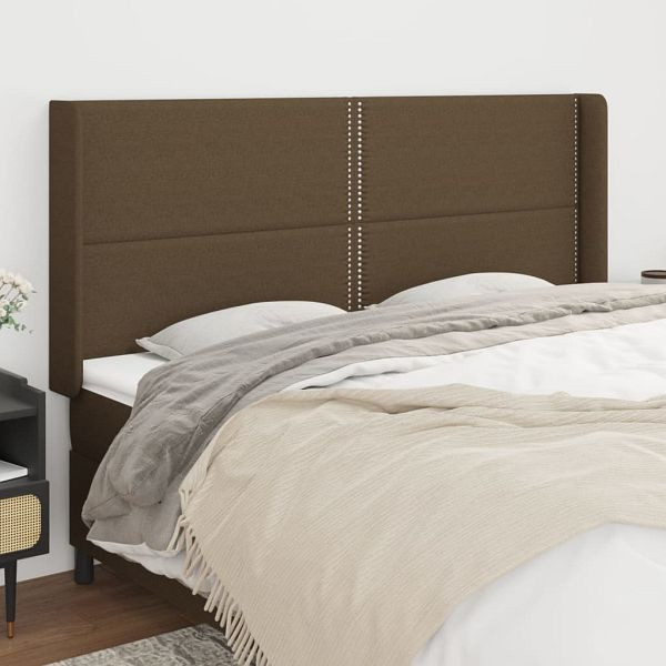 vidaXL Kopfteil mit Ohren Dunkelbraun 203x16x118/128 cm Stoff, 3119465