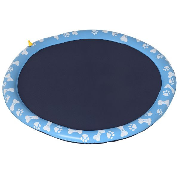 PawHut Hundepool, Planschbecken, mit Wasserdüse, rund, rutschfest, blau, Ø150 cm, D01-032BU