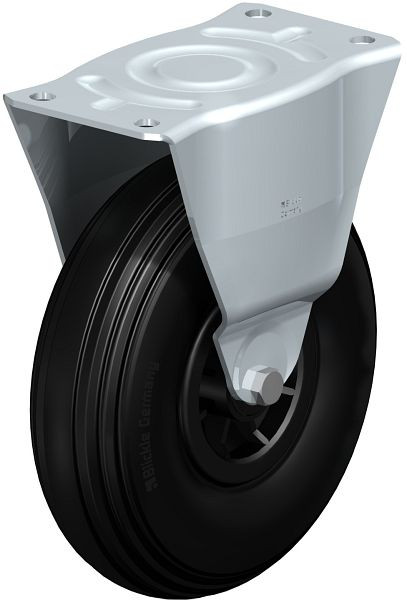 Blickle B-VWPP 260R Stahlblech-Bockrolle, mittelschwere Ausführung, mit Anschraubplatte, Weichgummi, Schwarz, 754252