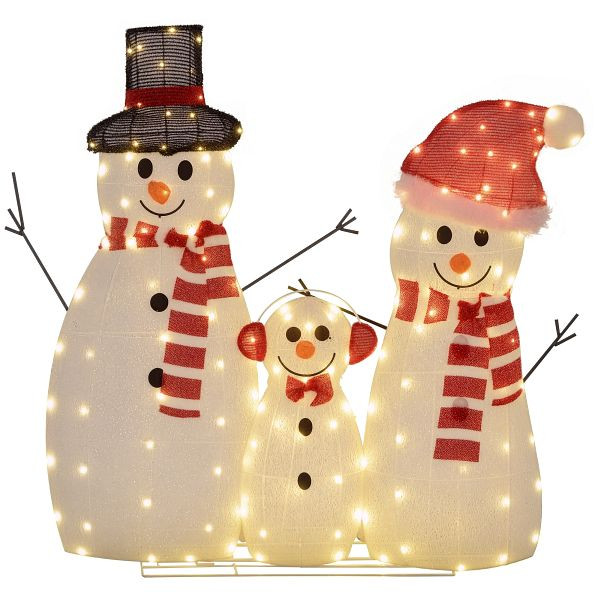 Outsunny Schneemannfamilie, 148 LEDs, Weihnachtsbeleuchtung, wetterfest, glänzend, Weiß, 84J-011V90WT