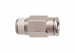 Riegler Gerade Steckverschraubung, Außengewinde konisch mit Gewindebeschichtung und Außensechskant, 108888