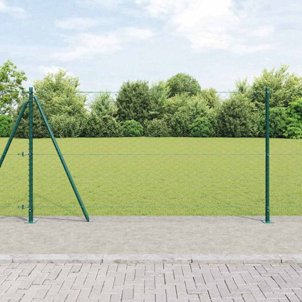 vidaXL Zaun mit Pfosten Grün 1.2 x 100 m PVC-beschichteter Stahl, 3353595
