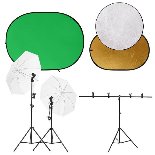 vidaXL Fotostudio-Set mit Leuchten, Hintergrund und Reflektor, 3143948