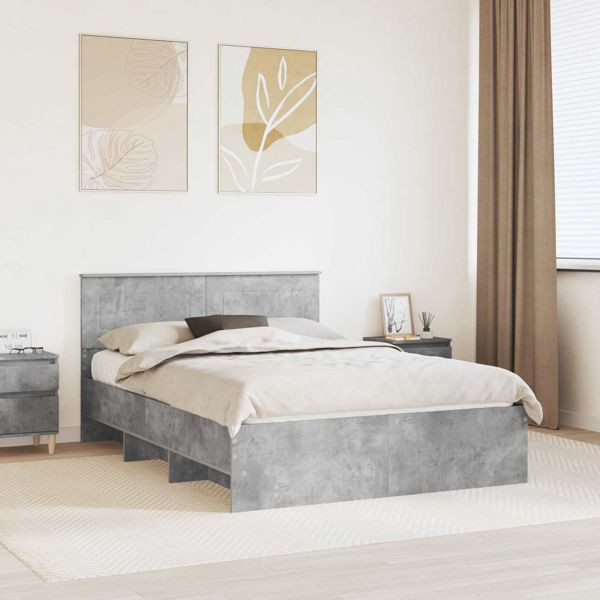 vidaXL Bettrahmen mit Kopfteil Beton Grau 160 x 200 cm Holzwerkstoff, 3408833