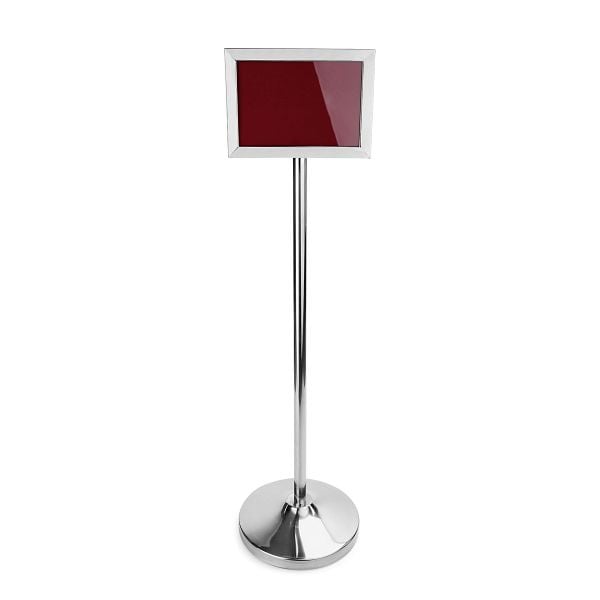 WAS Info-Ständer, 109 cm, DIN A4 Format, silberfarben, Chromnickelstahl, 4313004