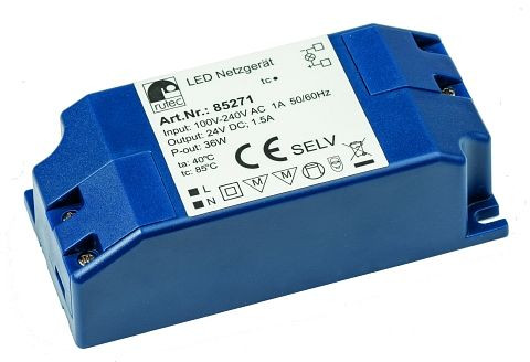 rutec LED-Netzgerät 12V 12W IP20 100-240V AC Schraubanschluss, 85267