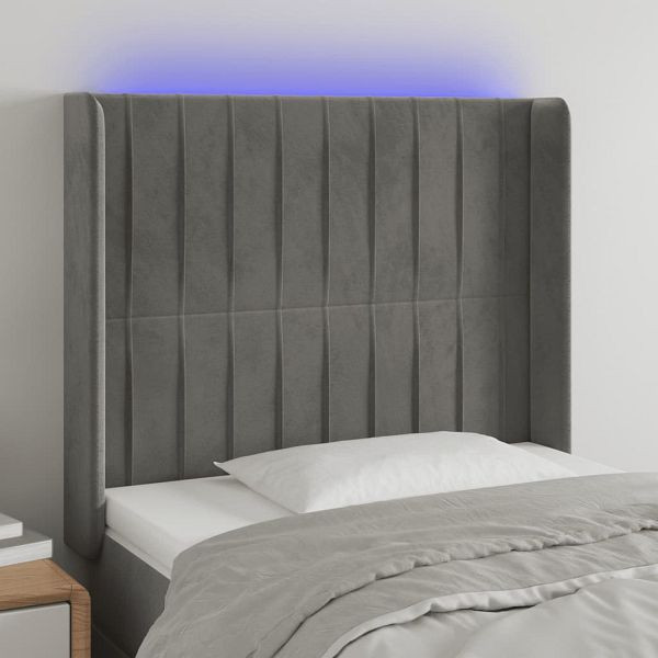 vidaXL LED Kopfteil Hellgrau 83x16x118/128 cm Samt, 3124316