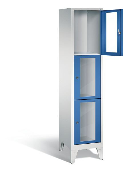 C+P Schließfachschrank Classic, H1850xB420xT500mm, Farbe: Lichtgrau / Enzianblau, 8010A123 S10003