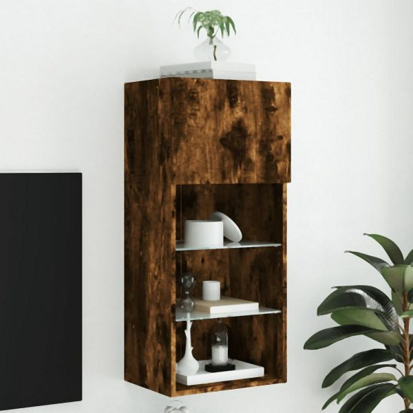 vidaXL TV-Schrank mit LED-Leuchten Räuchereiche 40,5x30x90 cm, 837051
