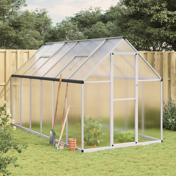 vidaXL Gewächshaus mit Fundamentrahmen Silber 334x169x195cm Aluminimum, 3266326