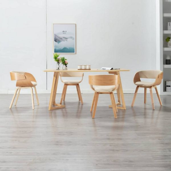 vidaXL Esszimmerstühle 4 Stk. Creme Bugholz und Kunstleder, 278863
