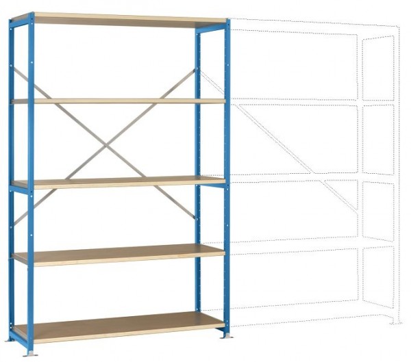 Manuflex Breitfach-Steckregal Grundregal mit 5 Holzverbundböden, HxBxT = 2000 x 1280 x 400 mm, lichtblau, RP1026.5012