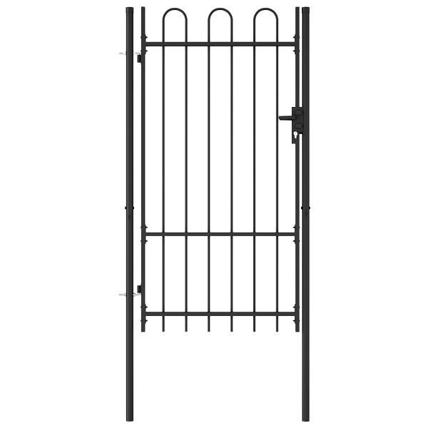 vidaXL Zauntor Einzelflügel Gewölbte Spitze Stahl 1 x 1,75 m Schwarz, 145743