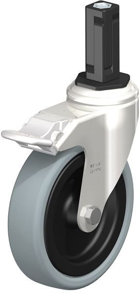 Blickle LKRXA-VPA 126G-11-FI-EXV13 Edelstahl-Apparate-Lenkrolle mit Expander & Feststeller, Vollgummi, Grau, 853297
