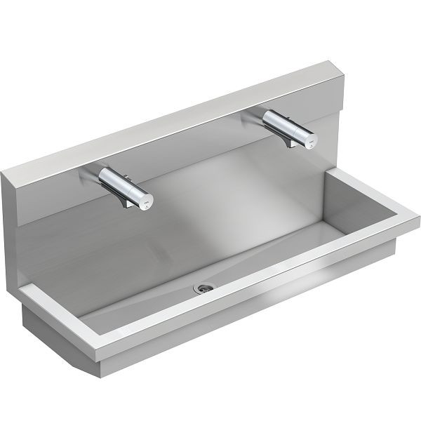 KWC Waschplatzeinheit, PLANOX, Edelstahl, 1200x530x440 mm, 2x Waschplätzen, Waschplatzbatterie elektronisch gesteuert, 3600004043