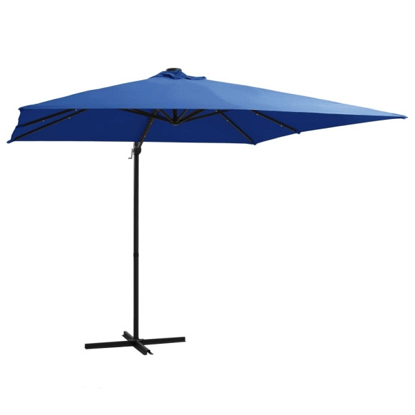 vidaXL Ampelschirm mit LED-Leuchten und Stahlmast 250x250cm Azurblau, 46997