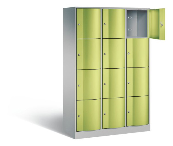 C+P Schließfachschrank Resisto, H1950xB1148xT540mm, Farbe: Weißaluminium / Viridingrün, 8470-372 S10166