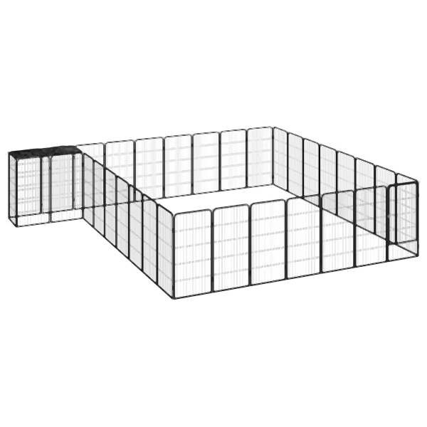 vidaXL 34-tlg. Hundelaufstall Schwarz 50x100cm Stahl Pulverbeschichtet, 3115954