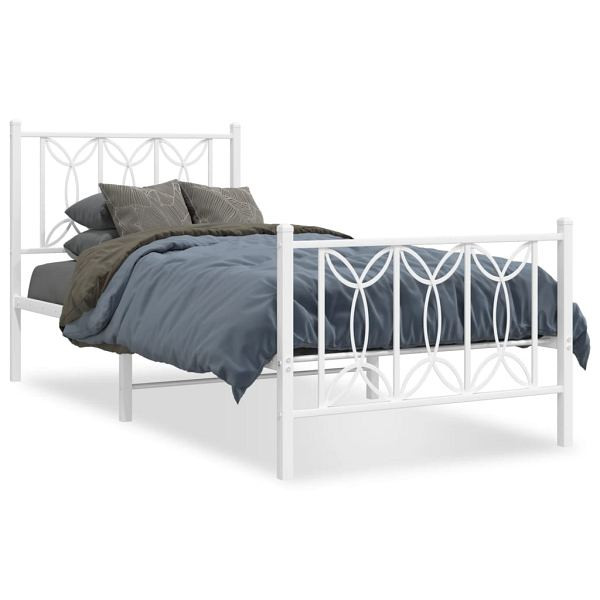 vidaXL Bettgestell mit Kopf- und Fußteil Metall Weiß 90x190 cm, 376187