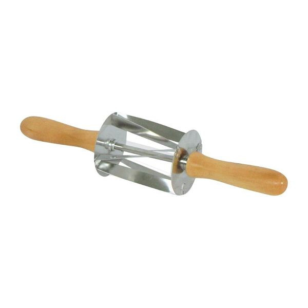 Tellier Gobel Edelstahl Mini Croissant Roller Schneider mit Holzgriff 345x75x75mm, HS516