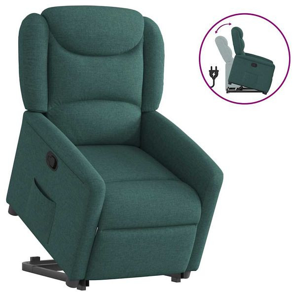 vidaXL Relaxsessel mit Aufstehhilfe Dunkelgrün Stoff, 3303200